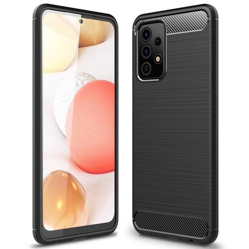 cofi1453® Silikon Hülle Bumper Carbon kompatibel mit SAMSUNG GALAXY A72 (A725F) Case TPU Soft Handyhülle Cover Schwarz