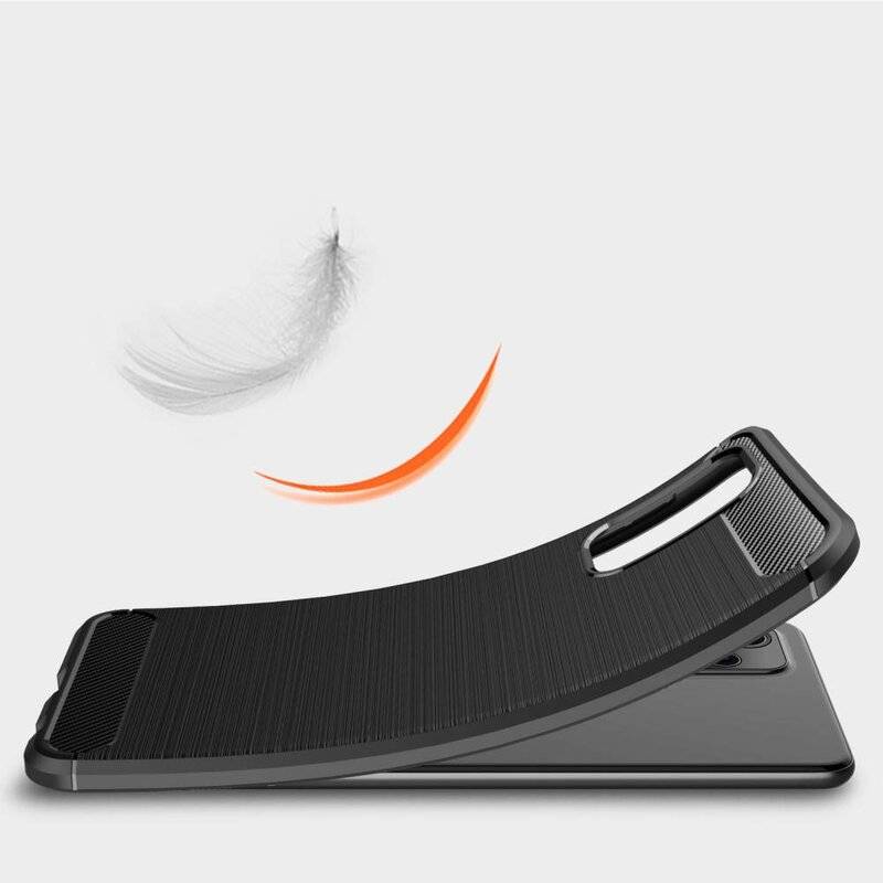 cofi1453® Silikon Hülle Bumper Carbon kompatibel mit SAMSUNG GALAXY A72 (A725F) Case TPU Soft Handyhülle Cover Schwarz