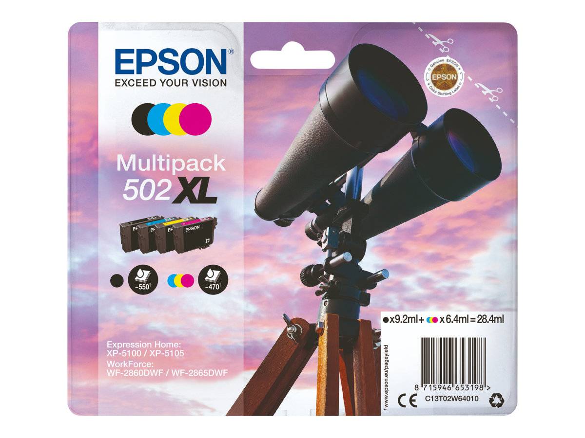 Epson 502XL Multipack - 4er-Pack - pigmentiertes Schwarz, Gelb, Cyan, Magenta