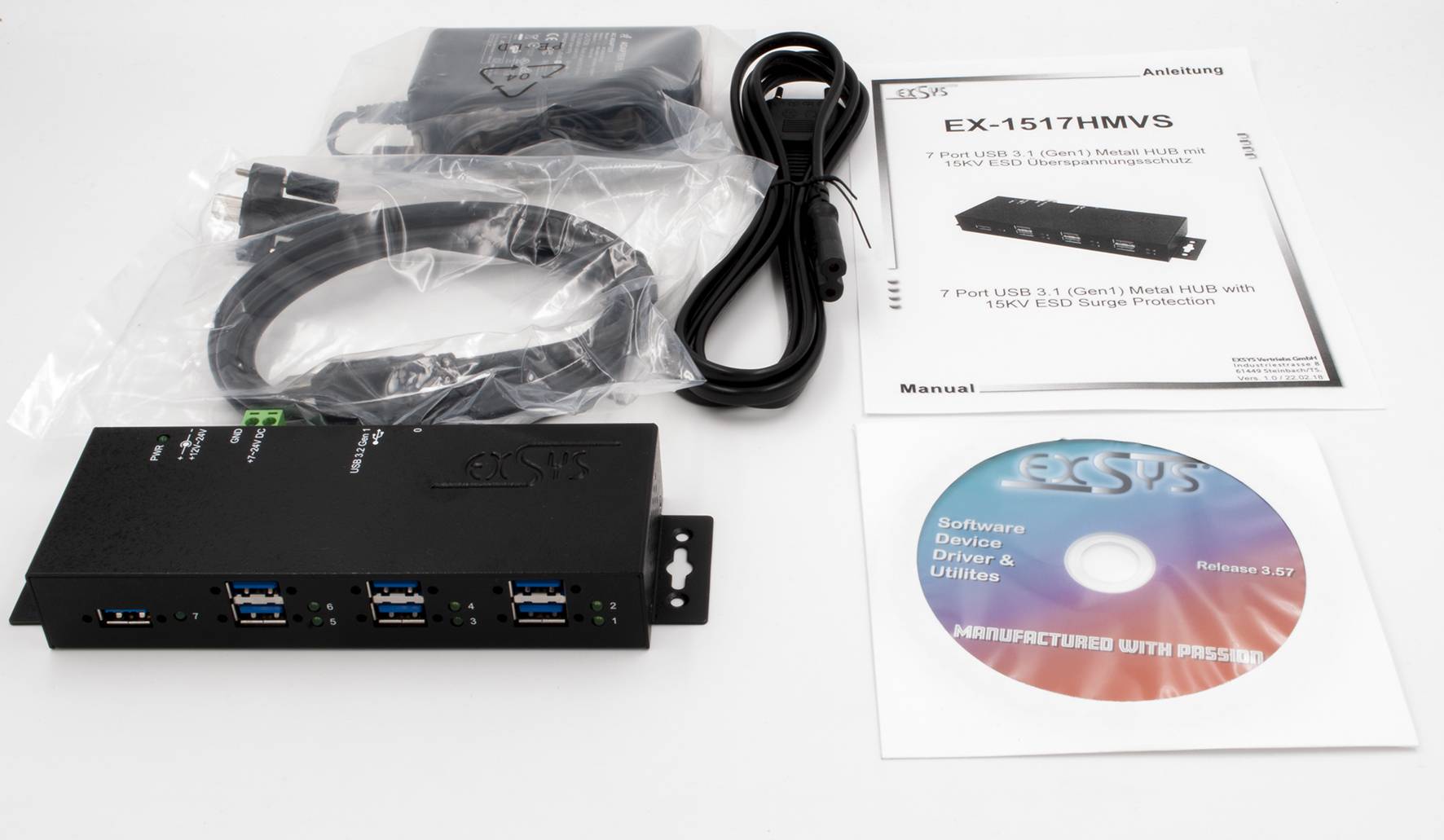 Exsys EX-1517HMVS - Hub - managed - 7 x USB 3.2 Gen 1