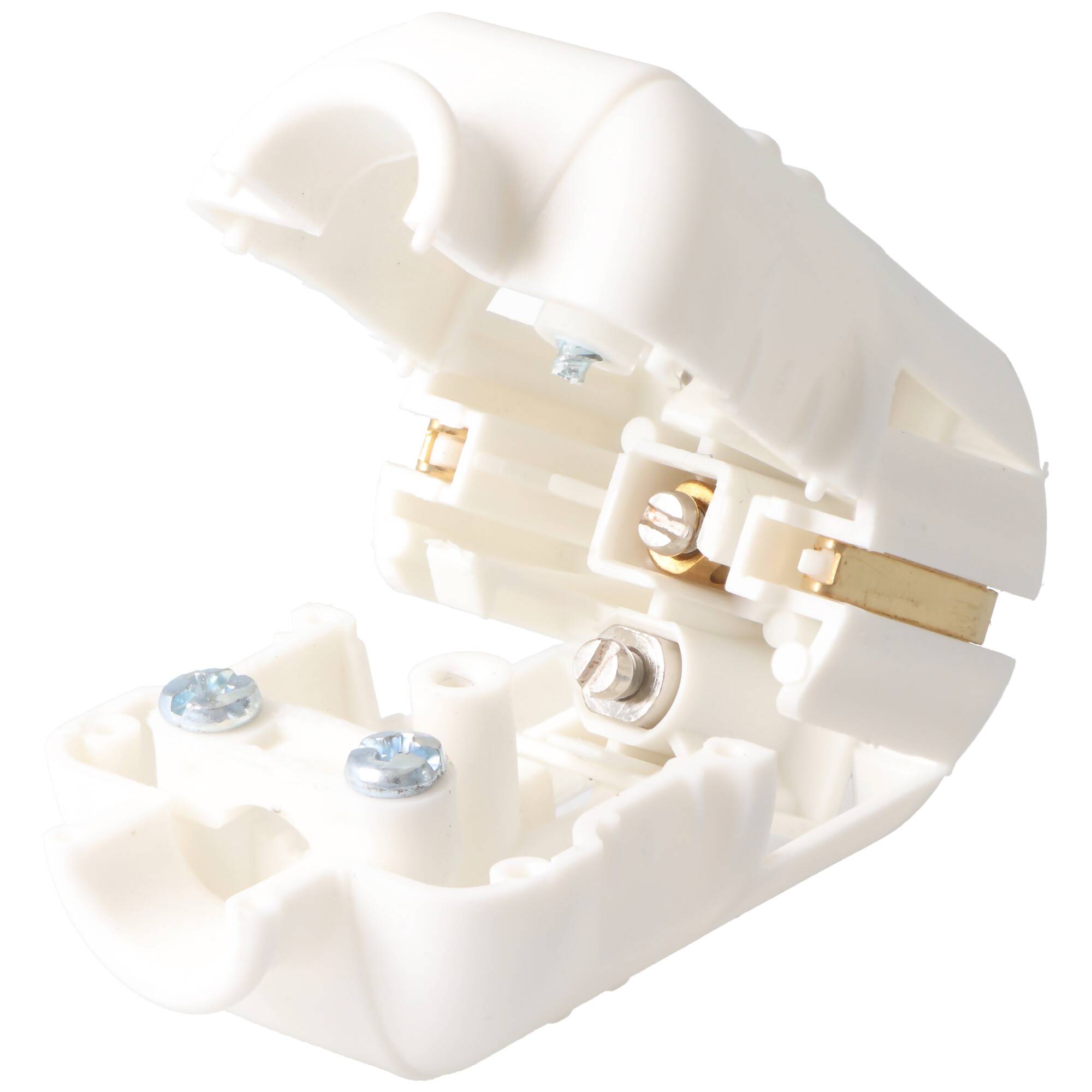 Schukostecker weiß, Schutzkontaktstecker weiss, Schuko-Stecker mit Zugentlastung IP44 16A 2,50V, mit doppeltem Schutzkon