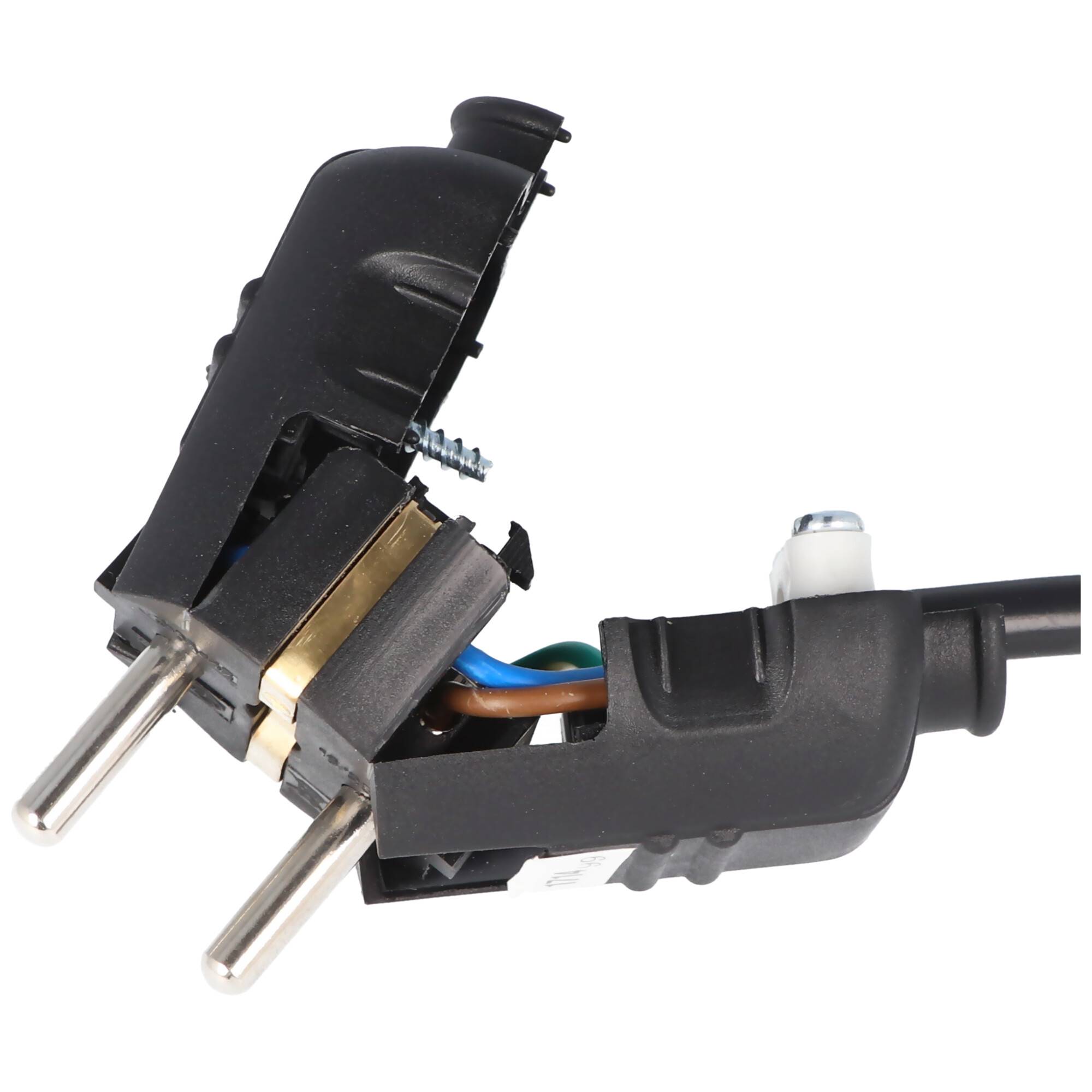Schukostecker schwarz, Schutzkontaktstecker schwarz, Schuko-Stecker mit Zugentlastung IP44 16A 2,50V, mit doppeltem Schu