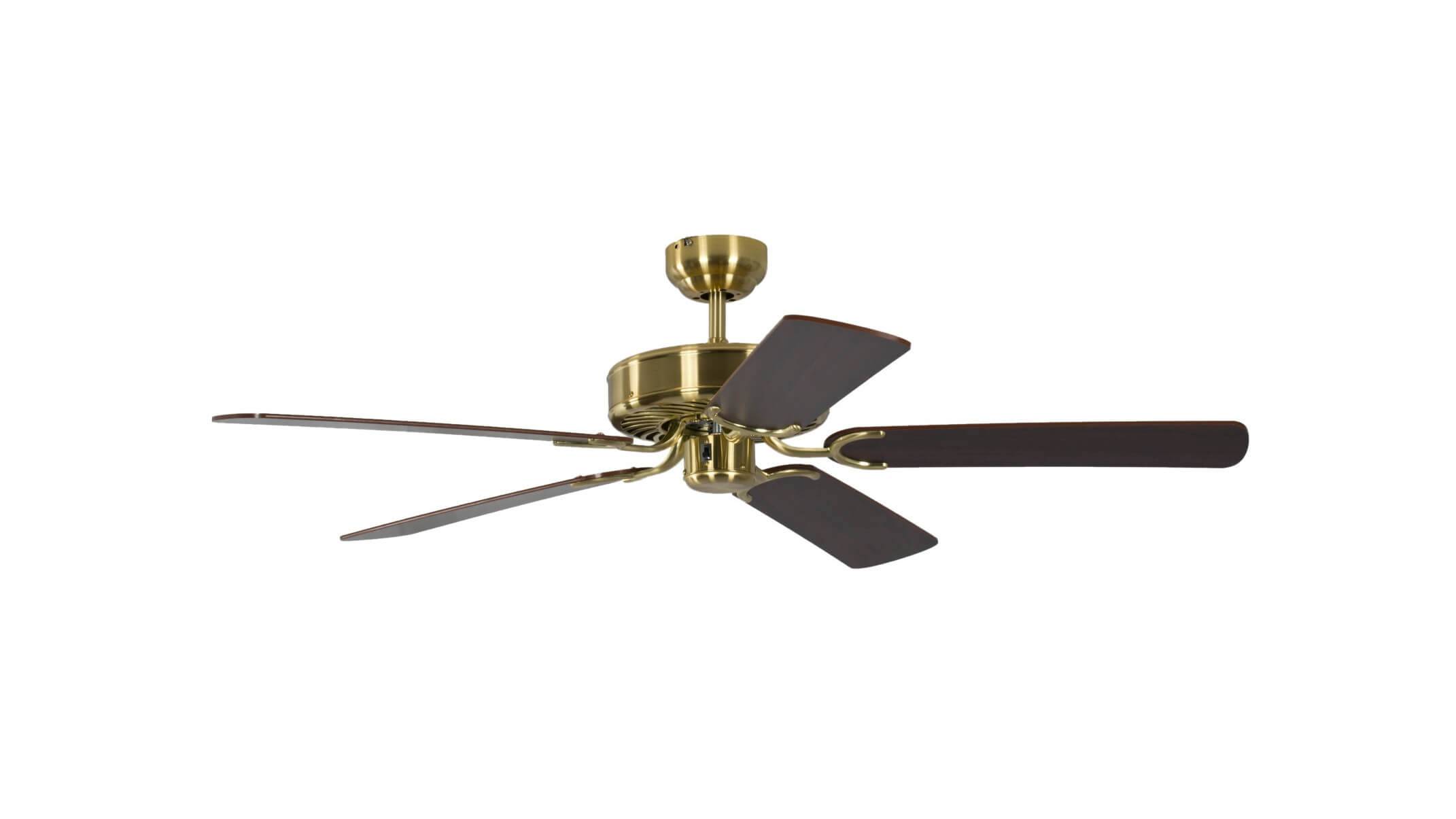 Deckenventilator Potkuri Messing seidenmatt / Mahagoni