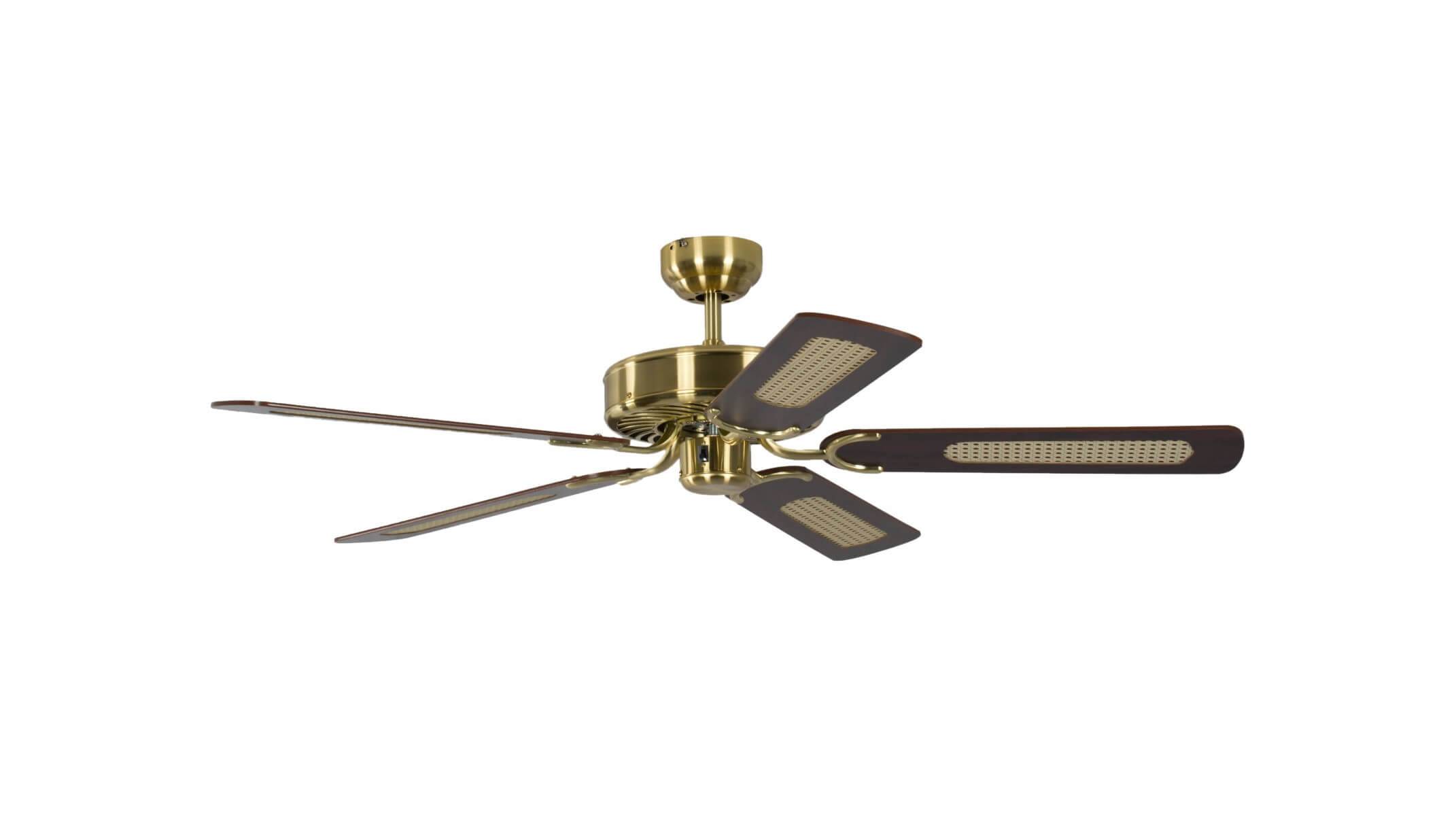 Deckenventilator Potkuri Messing seidenmatt / Mahagoni