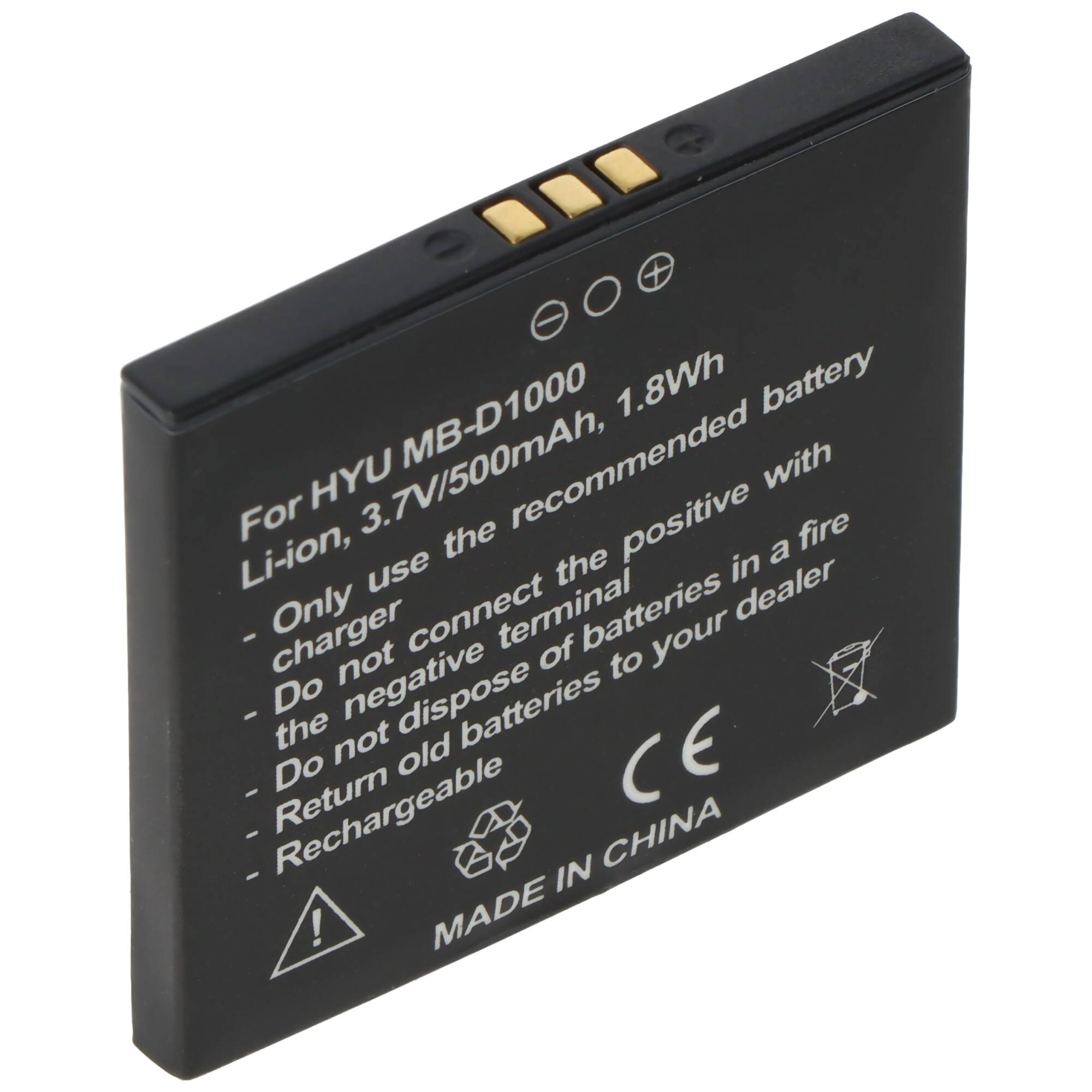 Akku passend für Hyundai MB-D1000, Li-ion, 3,7V, 500mAh, 1,8Wh