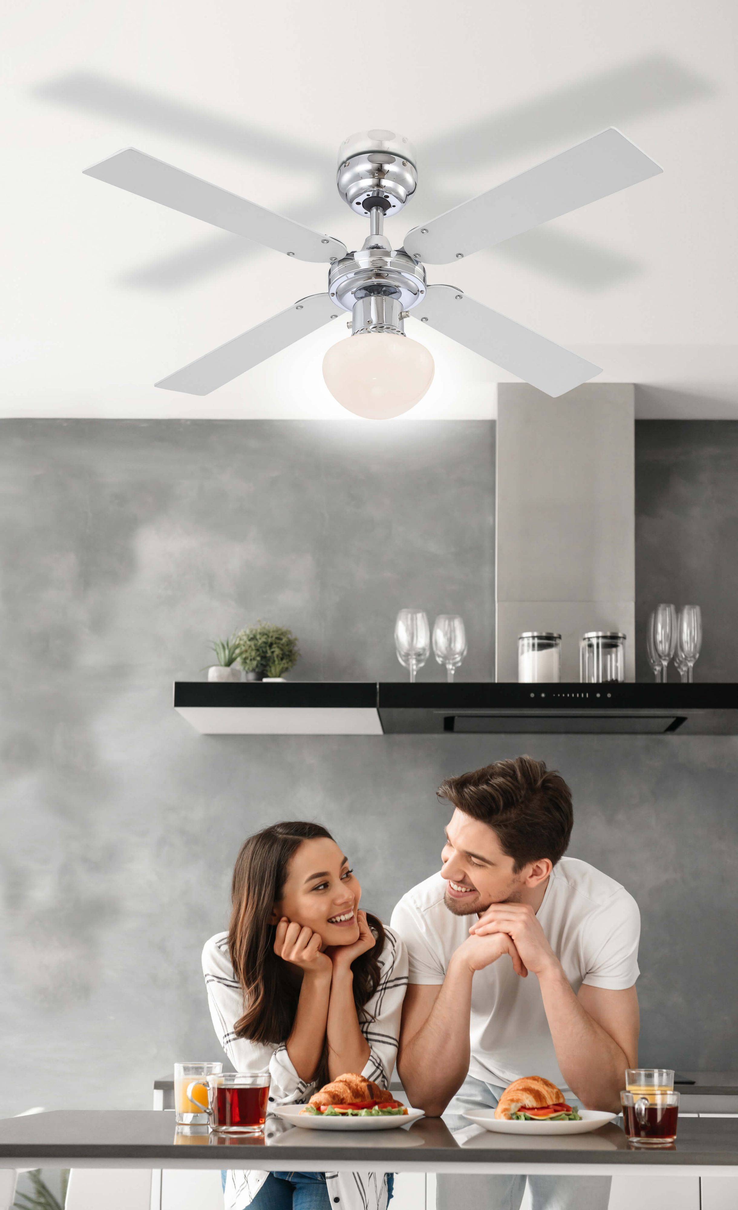Deckenventilator Champion Silber 105 cm mit Licht