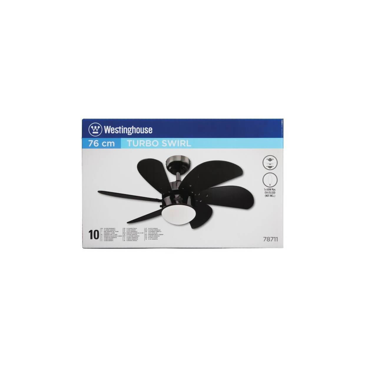 Deckenventilator Turbo Swirl Gun Metal 76 cm mit Licht