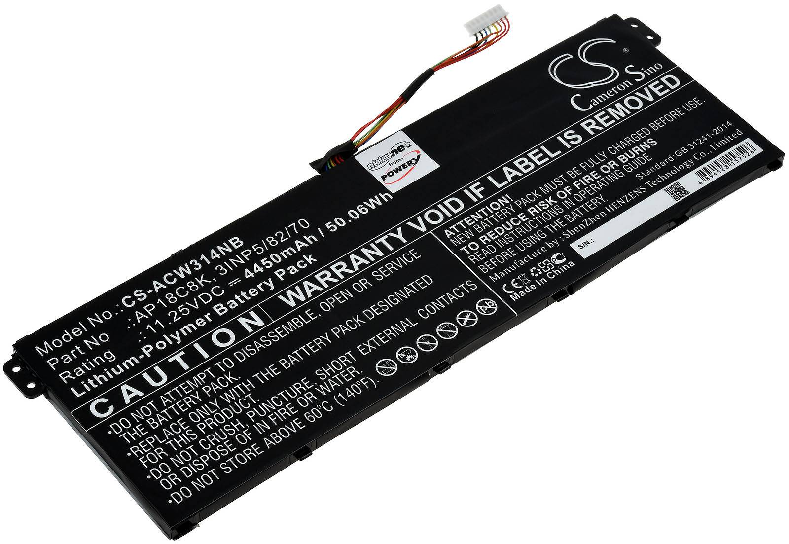 Powery Akku für Laptop Acer Swift 3 SF314-57G-5023, 11,25V, Li-Ion