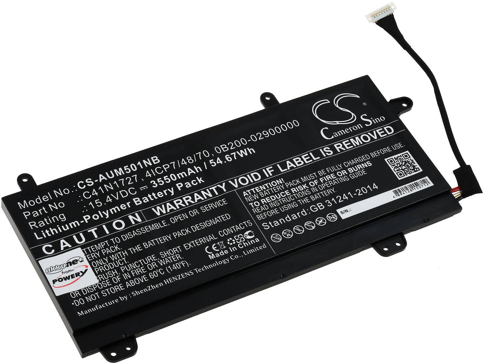 Powery Akku für Laptop Asus ROG Zephyrus M GM501GS-EI005T, 15,4V, Li-Polymer