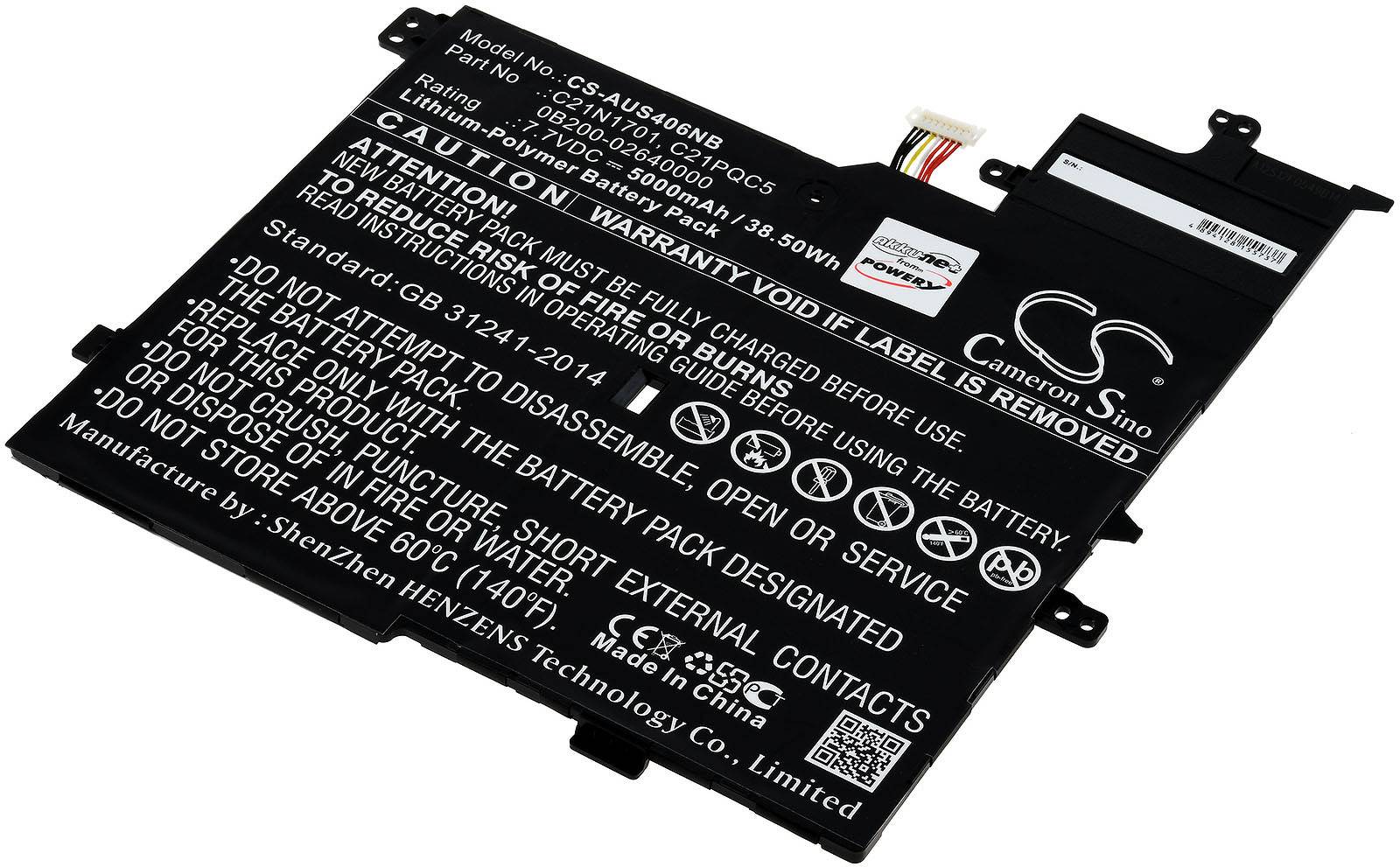 Powery Akku für Laptop Asus VivoBook X406UA-BM013T, 7,7V, Li-Polymer