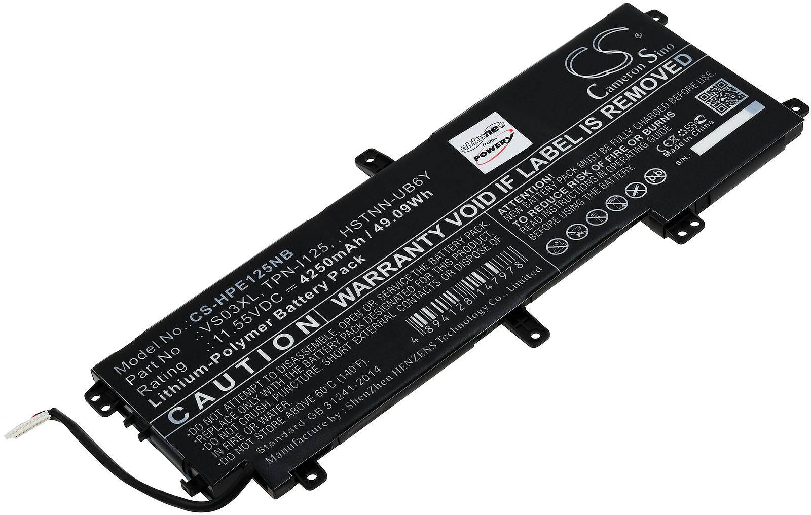 Powery Akku für Laptop HP Envy 15-AS000, 11,55V, Li-Polymer