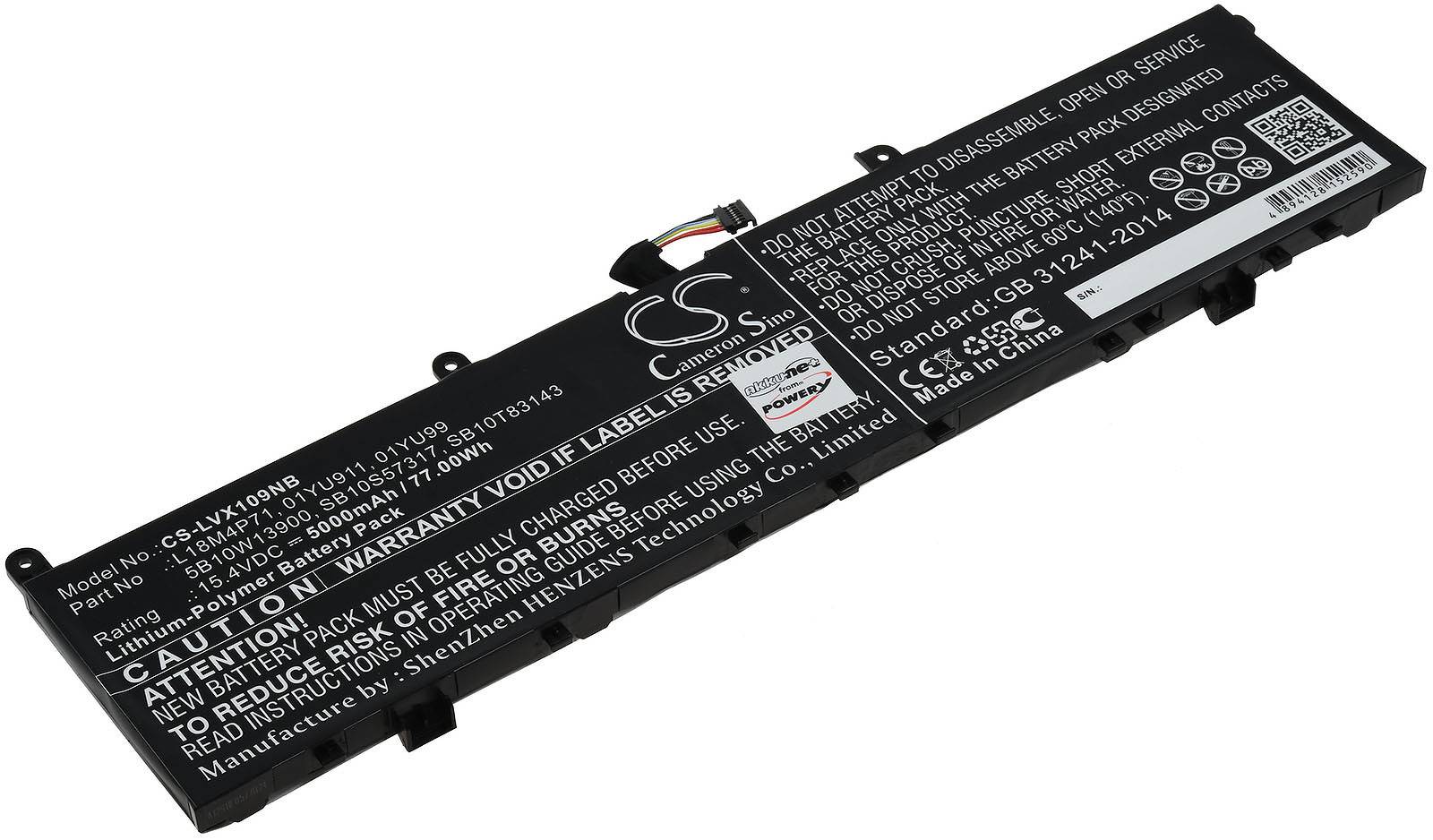 Powery Akku für Laptop Lenovo ThinkPad P1 2019 20QTA00ECD, ThinkPad P1 2019 20QTA00FCD, 15,4V, Li-Ion