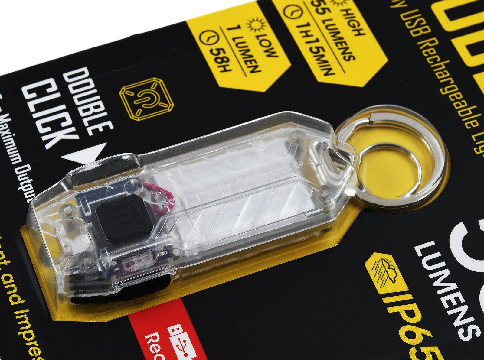 Nitecore TUBE 2.0 Mini LED Taschenlampe, mit Micro USB, max. 55 Lumen, transparent, Li-Ion