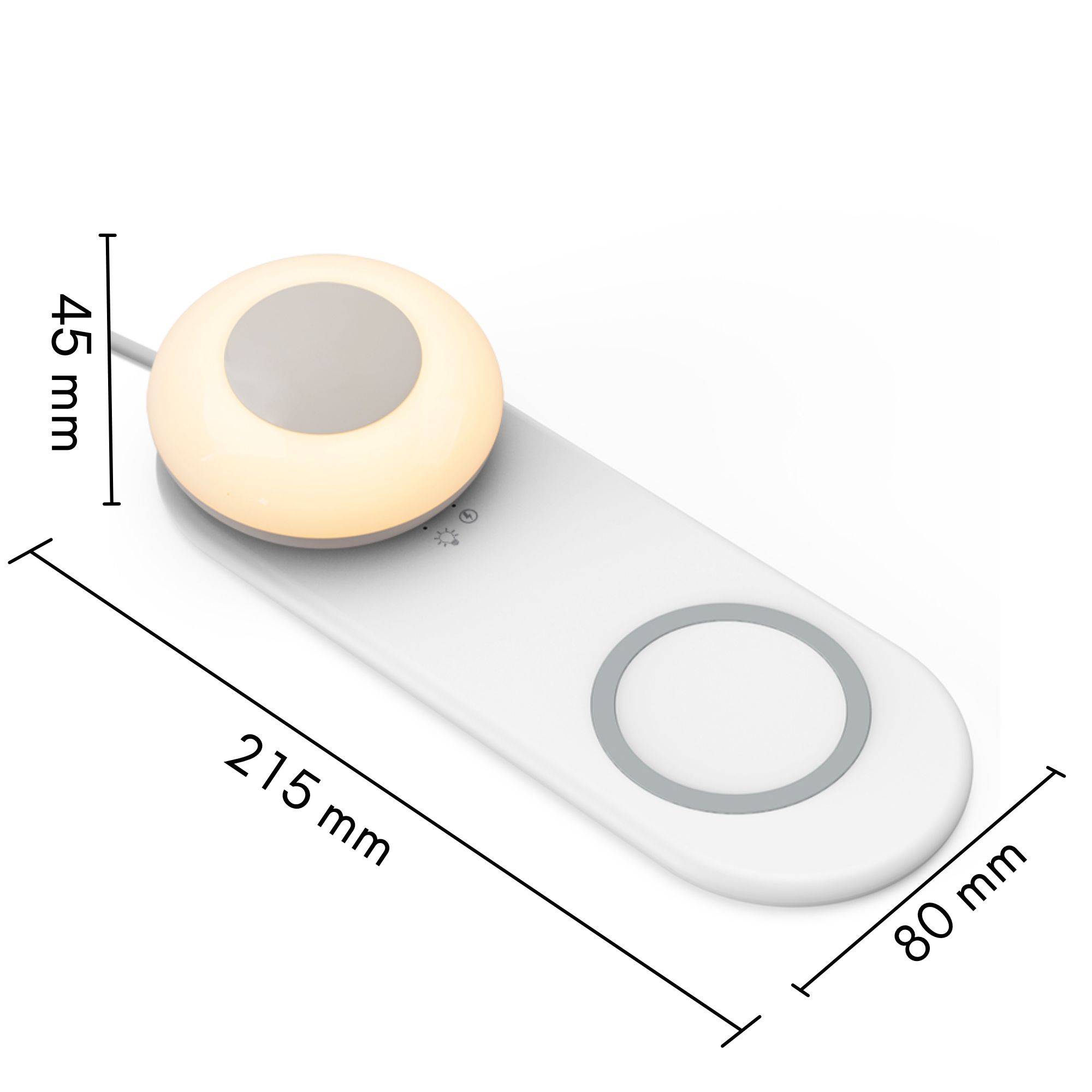 kalb | Smartphone Induktionsladegerät mit abnehmbarer magnetischer Akkuleuchte, dimmbar, Wireless Handyladegerät, Nachtlicht