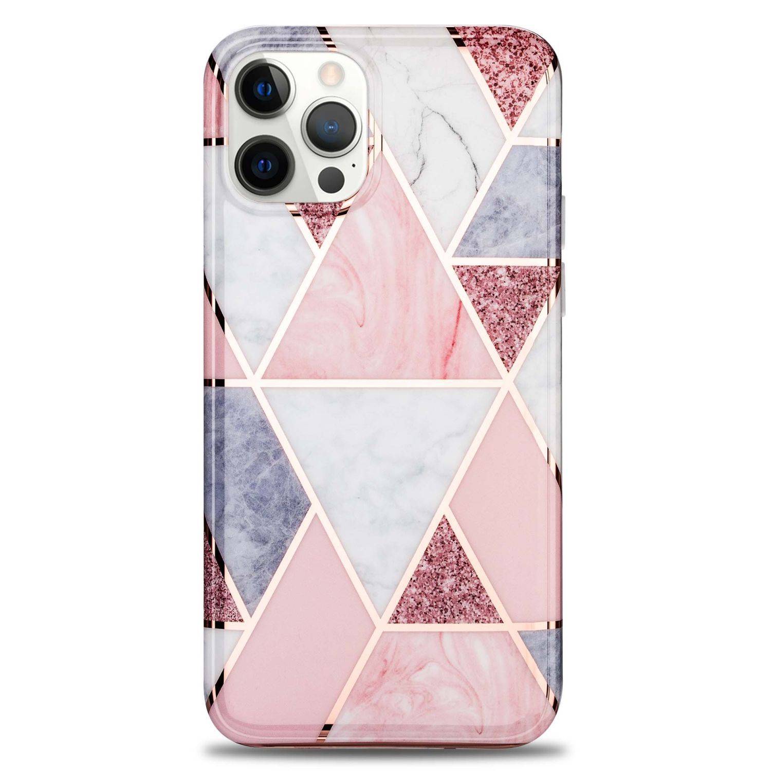 Für Apple iPhone 12 / 12 Pro 6.1 Zoll Marble Silikon Case TPU Schutz Muster Tasche Hülle Cover Etuis Zubehör Pink