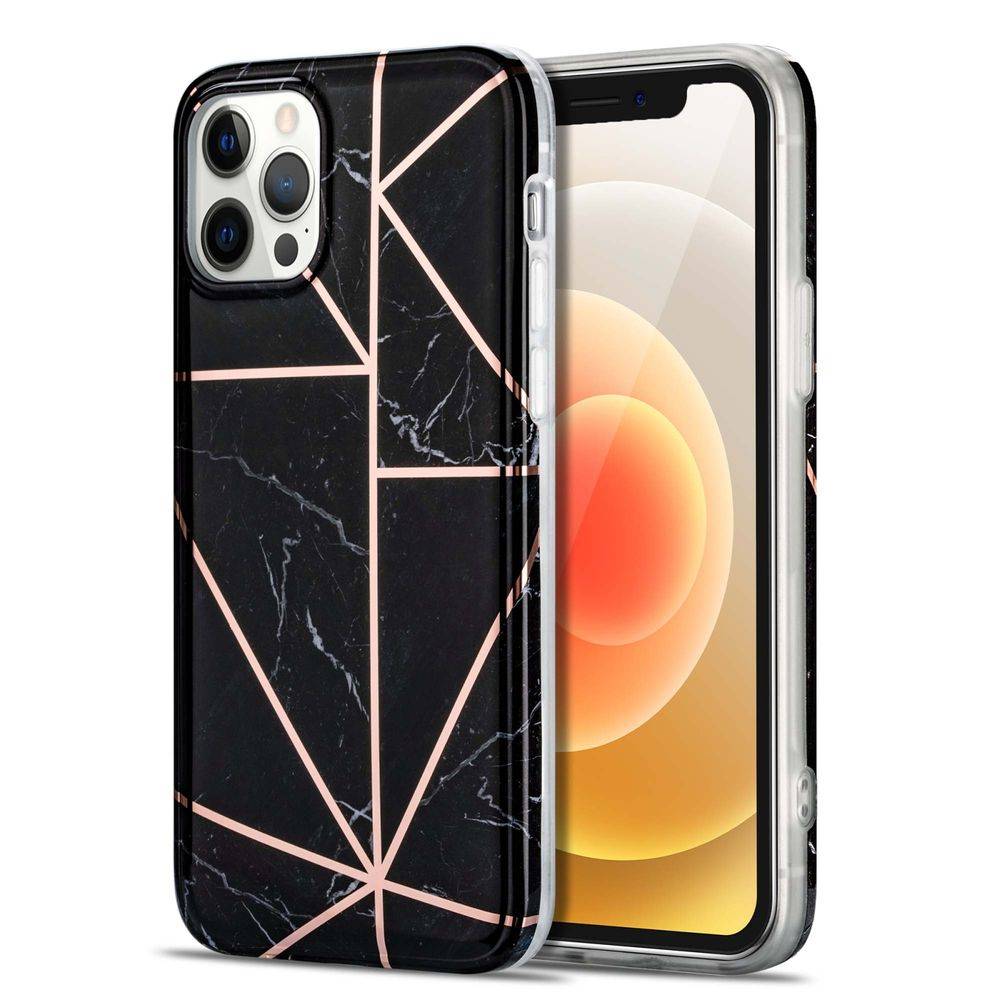 Für Apple iPhone 12 Pro Max Marble Silikon Case TPU Schutz Muster Tasche Hülle Cover Etuis Zubehör Schwarz