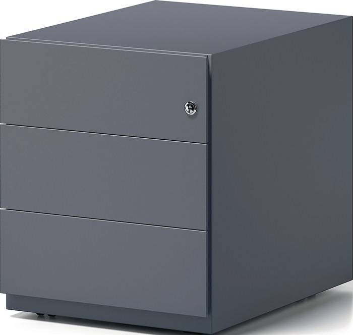 Rollcontainer Note? H495xB420xT565mm grau 3 Universalschübe