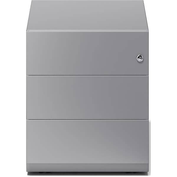 Rollcontainer Note Griffleiste 3 Schübe silber