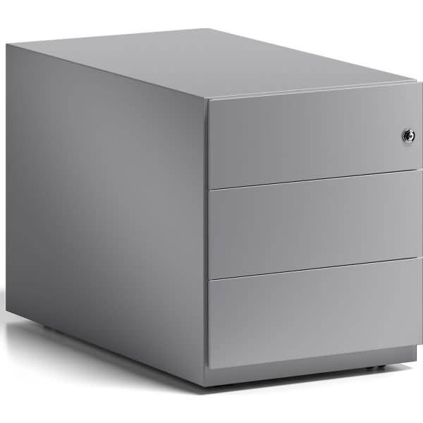 Rollcontainer Note Griffleiste 3 Schübe silber