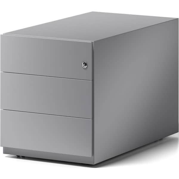 Rollcontainer Note Griffleiste 3 Schübe silber