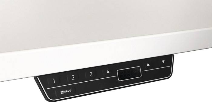 Schreibtisch Teda H635-1285xB1200xT800mm weiß ger.Form elektr.höhenv.