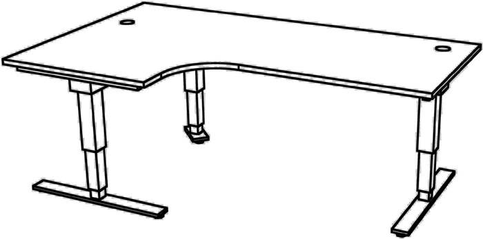 Schreibtisch Teda H635-1285xB2000xT1200mm Nussbaum Winkelf.R/L elektr.höhenv.