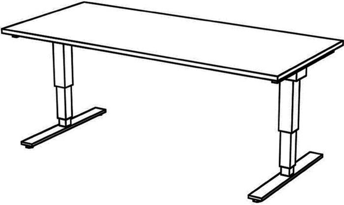 Schreibtisch Teda H635-1285xB1800xT800mm lichtgrau ger.Form elektr.höhenv.