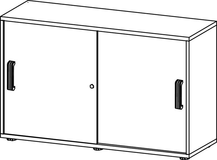 Schiebetürenschrank H748xB1200xT400mm Ahorndekor 2 OH 2 Türen Relinggriff