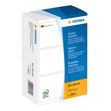 HERMA Adressetikett 4311 95x48mm zickzack ws 1.000 ST./Pack.