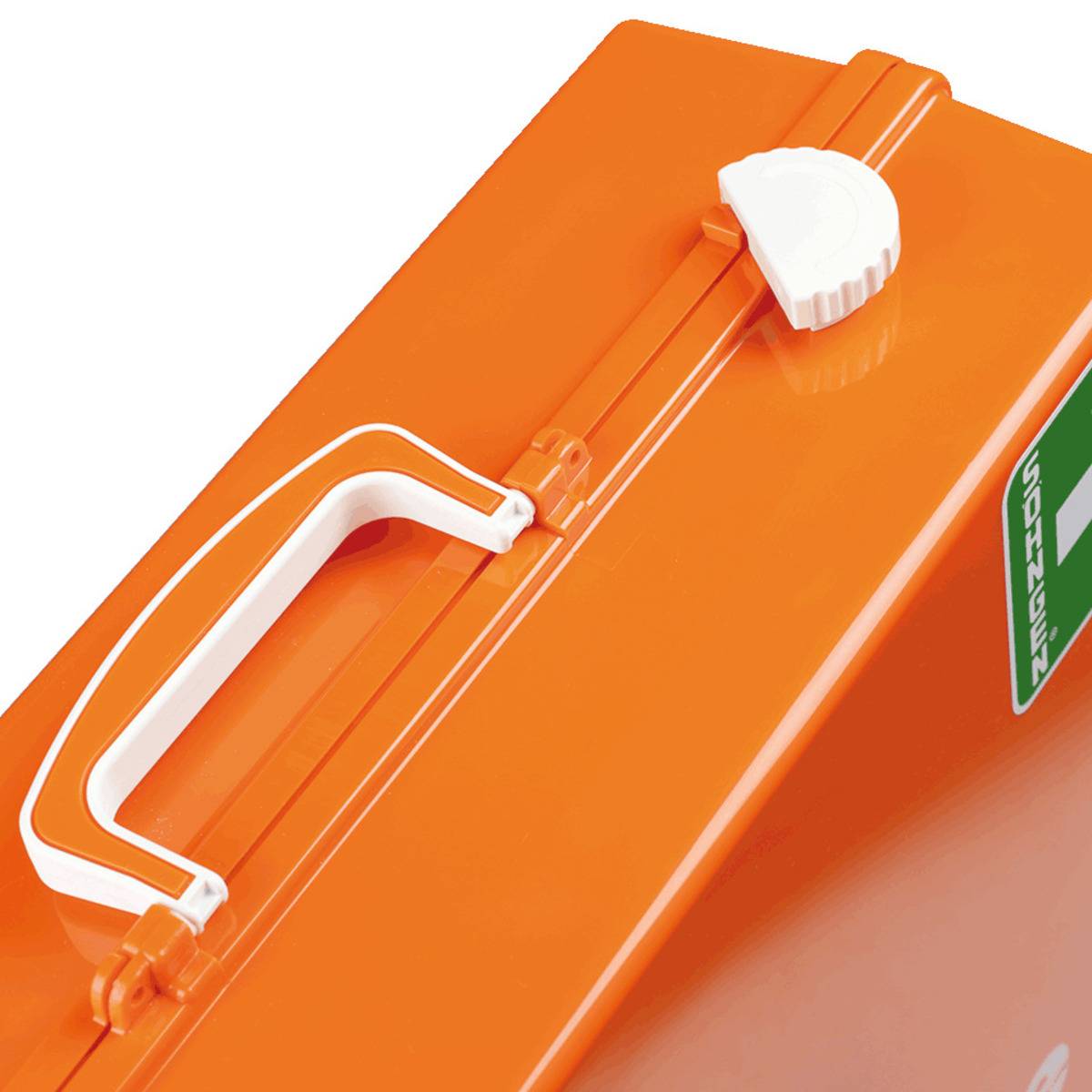 SÖHNGEN® Erste-Hilfe-Koffer Labor und Chemie, gemäß DIN 13157:2021, orange, Wandhalterung