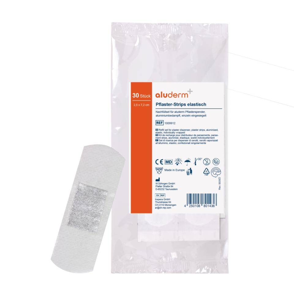 aluderm-aluplast Pflasterstrip, einzeln eingesiegelt, 2,5x7,2cm,10/VE