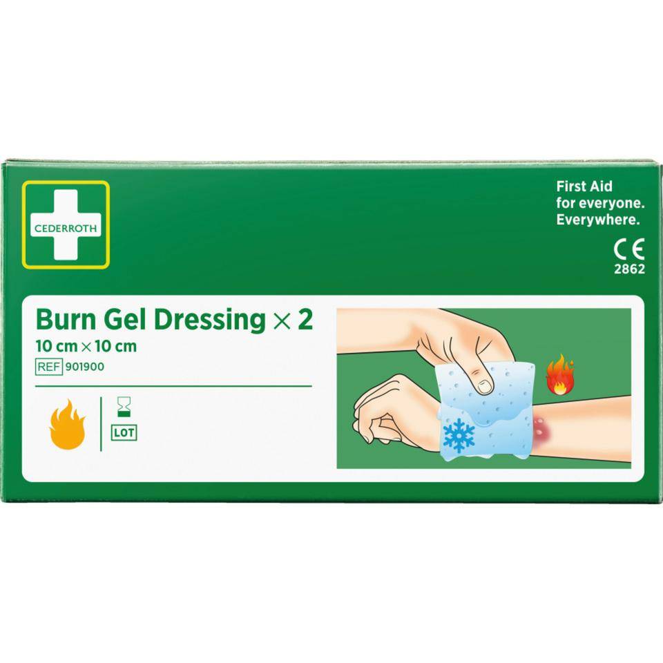Cederroth Burn Gel Kompresse, einzeln steril verpackt, 2 Kompressen 10x10cm