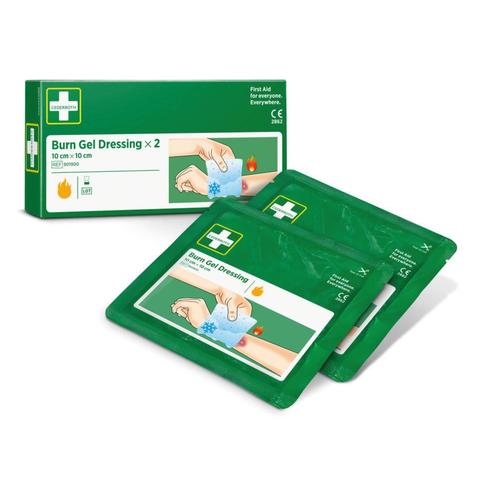 Cederroth Burn Gel Kompresse, einzeln steril verpackt, 2 Kompressen 10x10cm