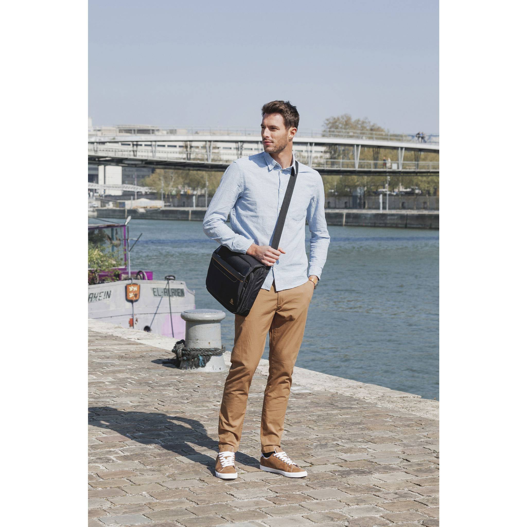 Exacompta Exactive, Umhängetasche für Laptops bis 14 Zoll - Schwarz - 17234E