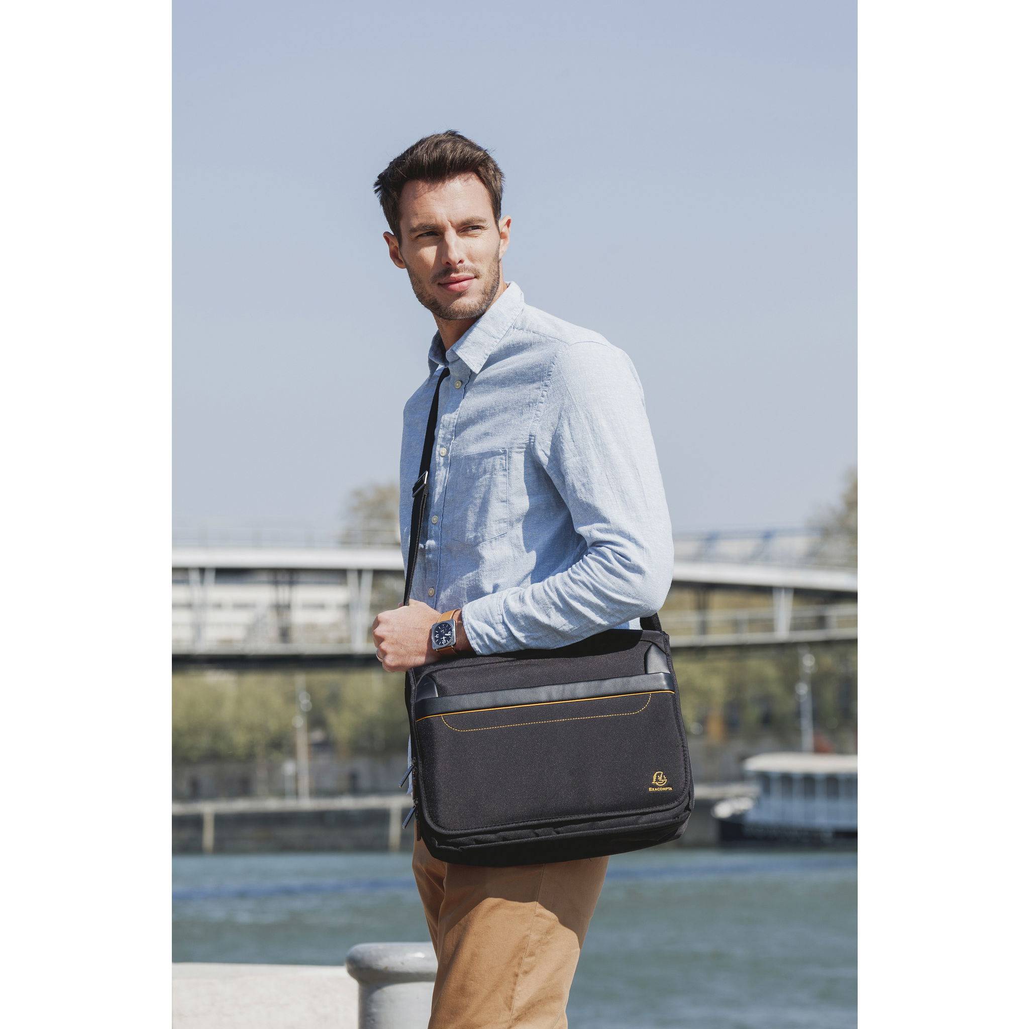 Exacompta Exactive, Umhängetasche für Laptops bis 14 Zoll - Schwarz - 17234E