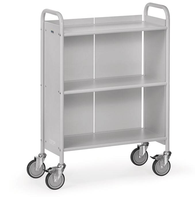 Bürowagen L810xB385xH1100mm lichtgrau/hellgrau 2 Fächer m.Rückw.FETRA