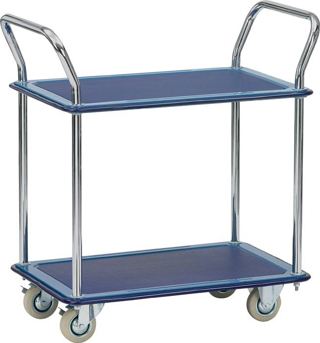 Tischwagen 2 Ladeflächen L740xB480mm alu/blau Trgf.120kg FETRA
