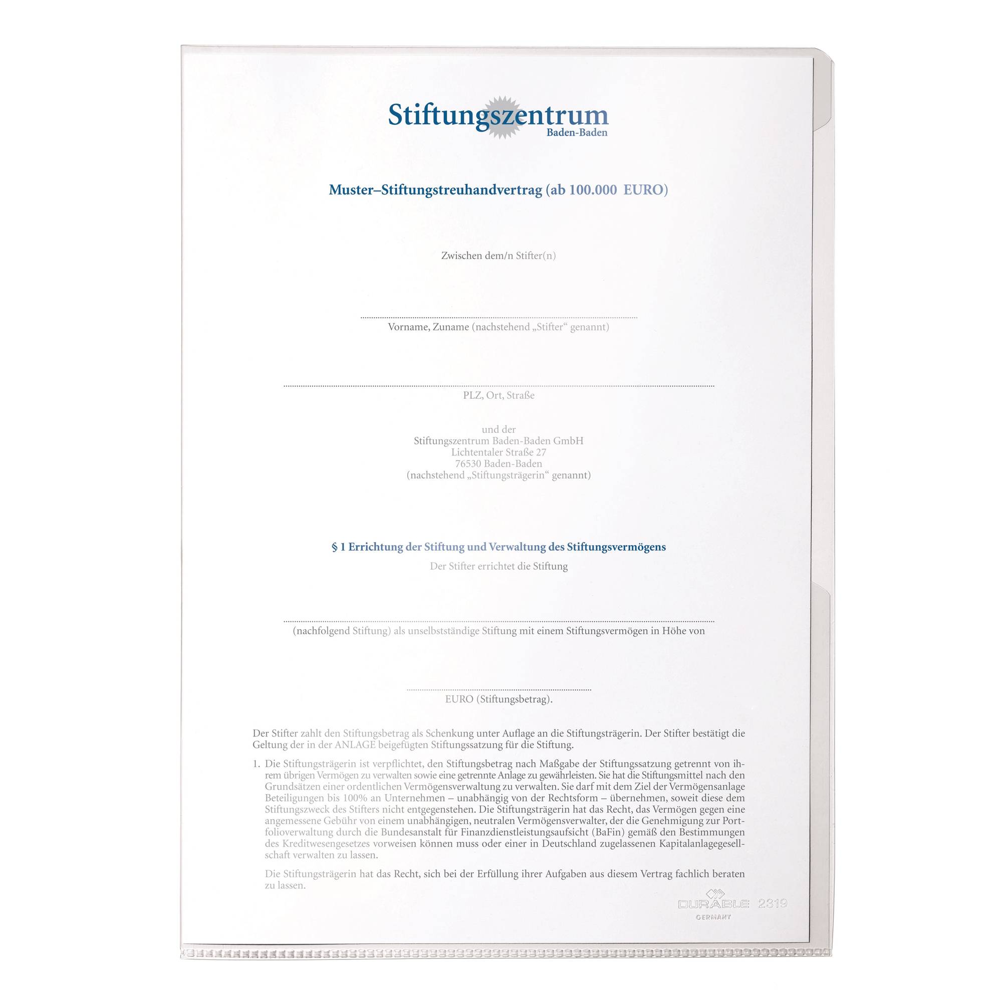 DURABLE Sichthülle 231919 A4 glasklar tr 50 St./Pack.