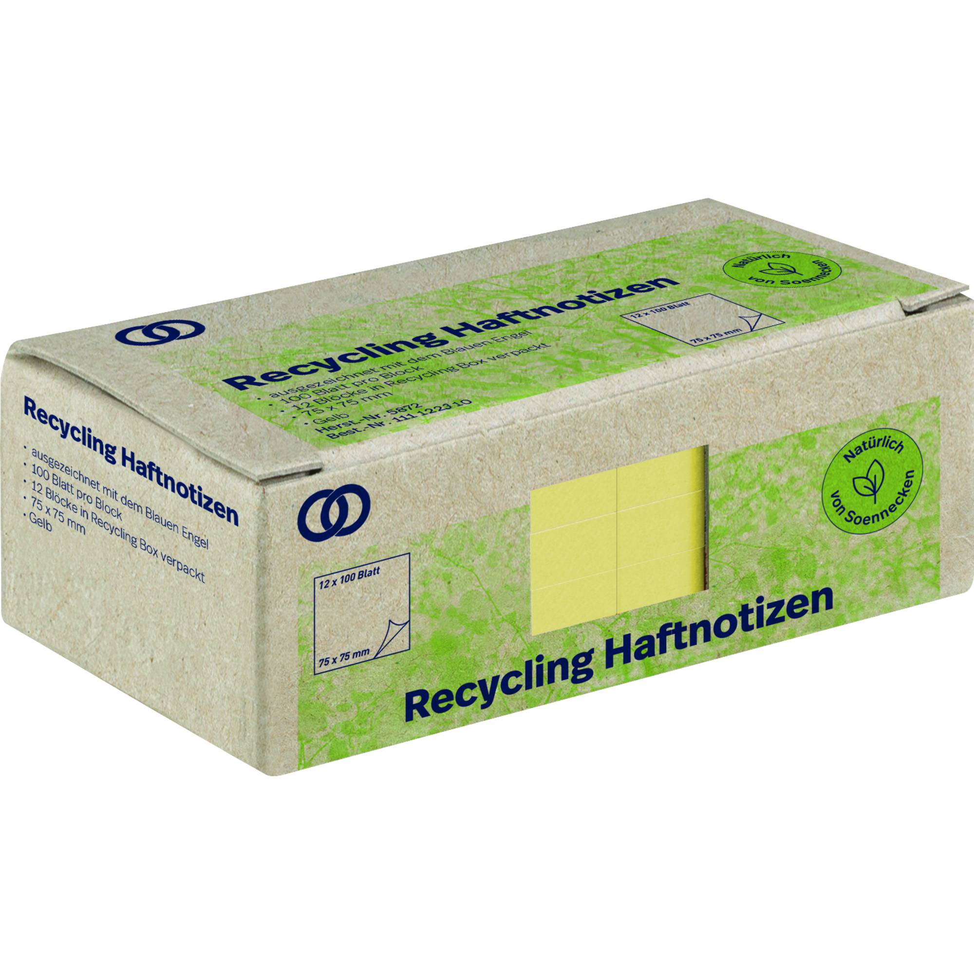 Soennecken Haftnotiz oeco 5872 RC 75x75mm 100Bl. gelb 12St.