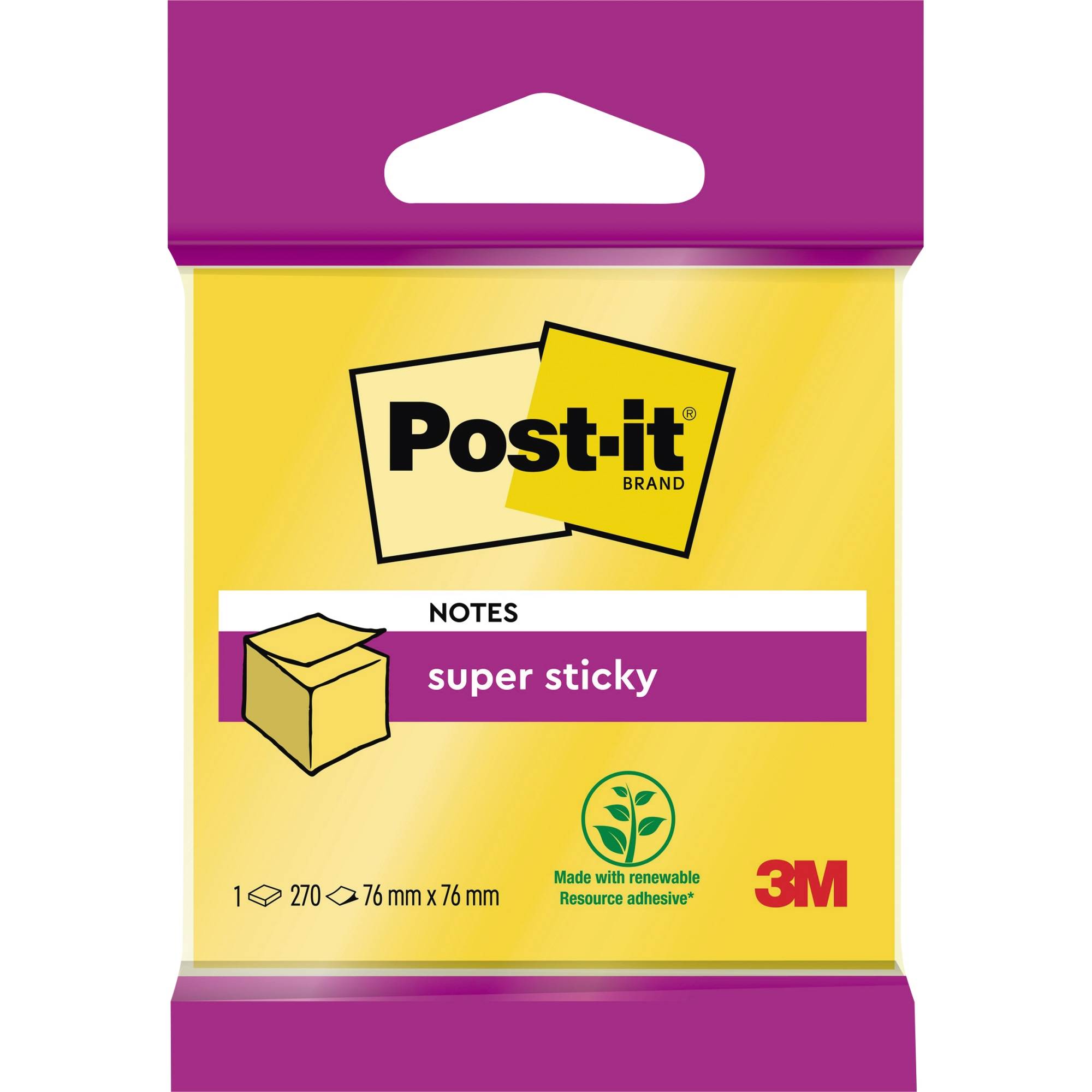 Post-it Haftnotiz Super Sticky 2014-S 76x76mm 270Bl. narzissengelb