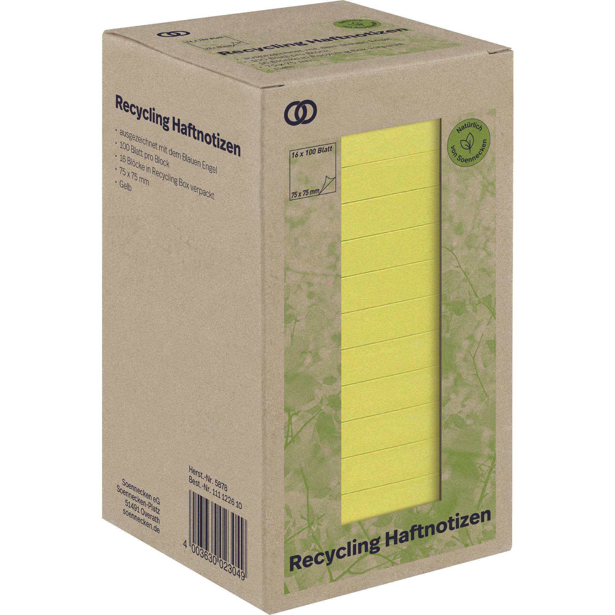 Soennecken Haftnotiz oeco 5878 RC 75x75mm 100Bl. gelb 16St.