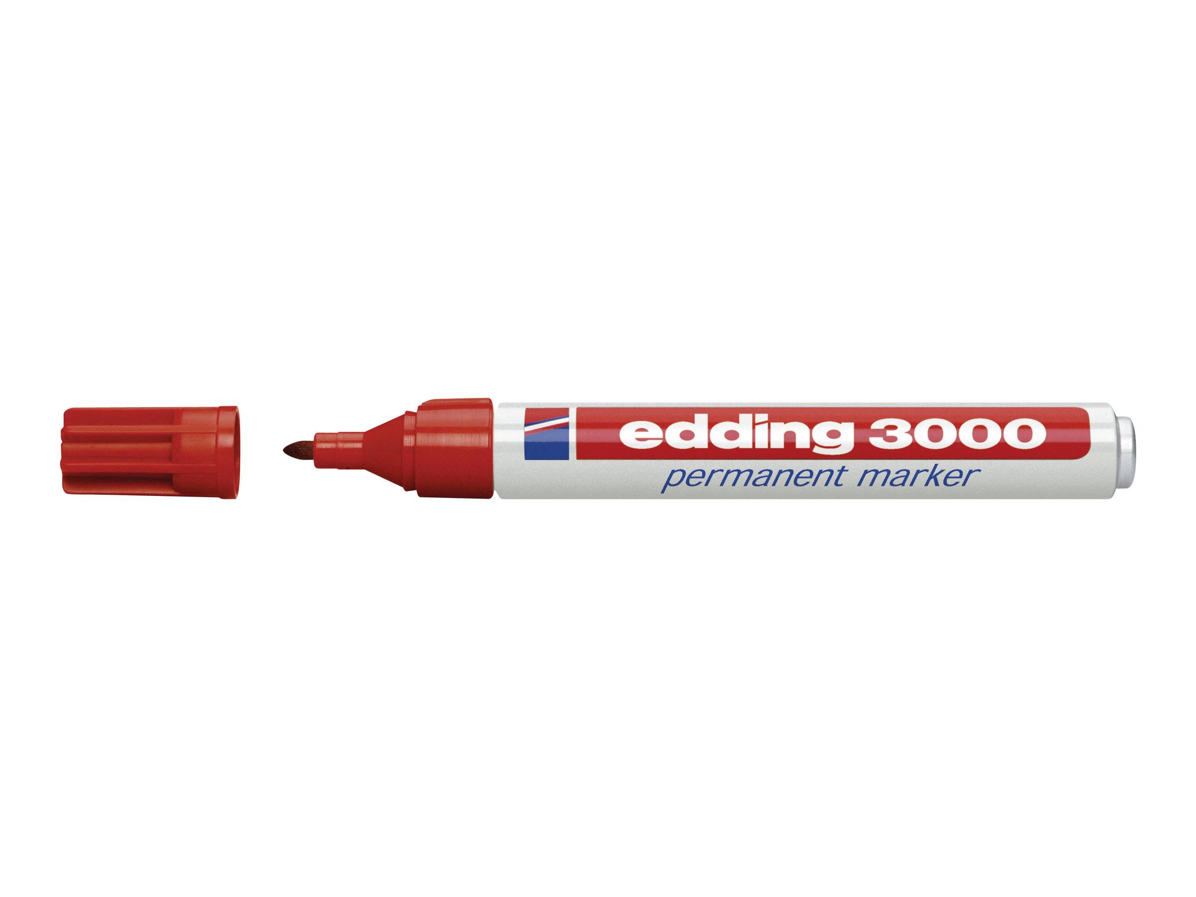 edding 3000 Permanentmarker rot 1,5 - 3,0 mm, 10 St.