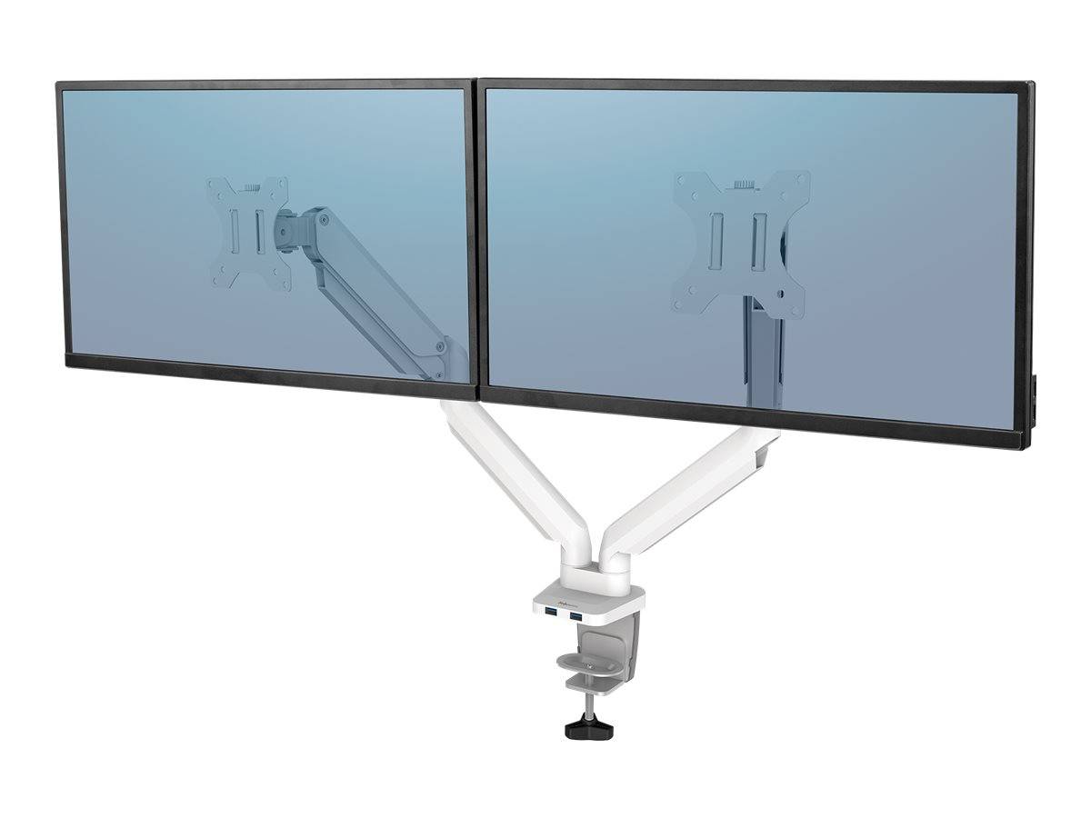 Fellowes Platinum Series - Befestigungskit - einstellbarer Doppelarm - für 2 Monitore - Aluminium - weiß - Bildschirmgrö
