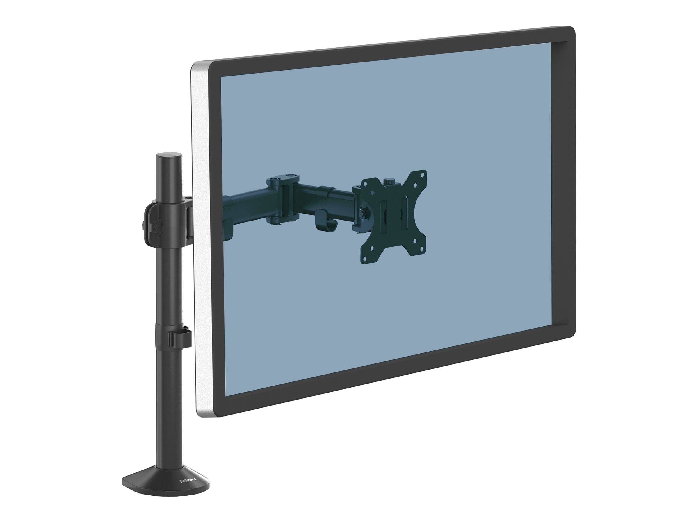 Fellowes Reflex Single Monitor Arm - Befestigungskit - einstellbarer Arm - für Monitor - Metall - Schwarz, RAL 9017 - Bi