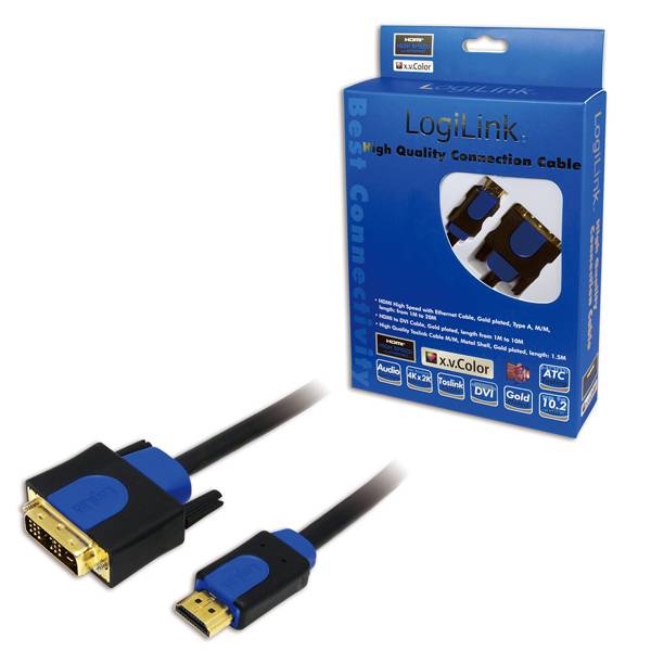 LogiLink Kabel HDMI zu DVI, DVI zu HDMI 2,0 Meter