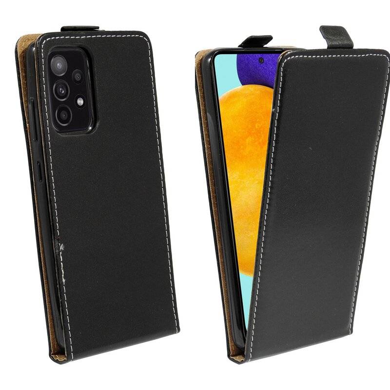 cofi1453® Flip Case kompatibel mit Samsung Galaxy A52 (A525F) Handy Tasche vertikal aufklappbar Schutzhülle Klapp Hülle Schwarz