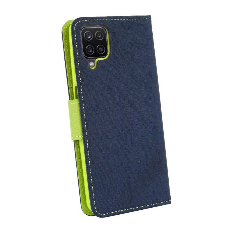 cofi1453® Buch Tasche "Fancy" kompatibel mit SAMSUNG GALAXY A12 (A125F) Handy Hülle Etui Brieftasche Schutzhülle mit Standfunktion, Kartenfach Blau