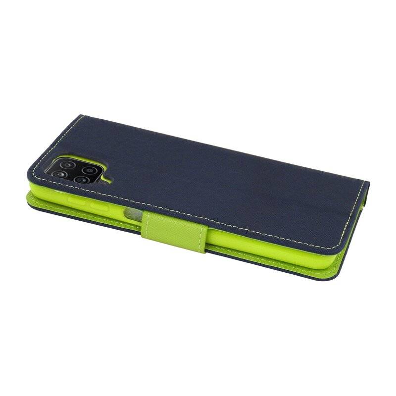 cofi1453® Buch Tasche "Fancy" kompatibel mit SAMSUNG GALAXY A12 (A125F) Handy Hülle Etui Brieftasche Schutzhülle mit Standfunktion, Kartenfach Blau
