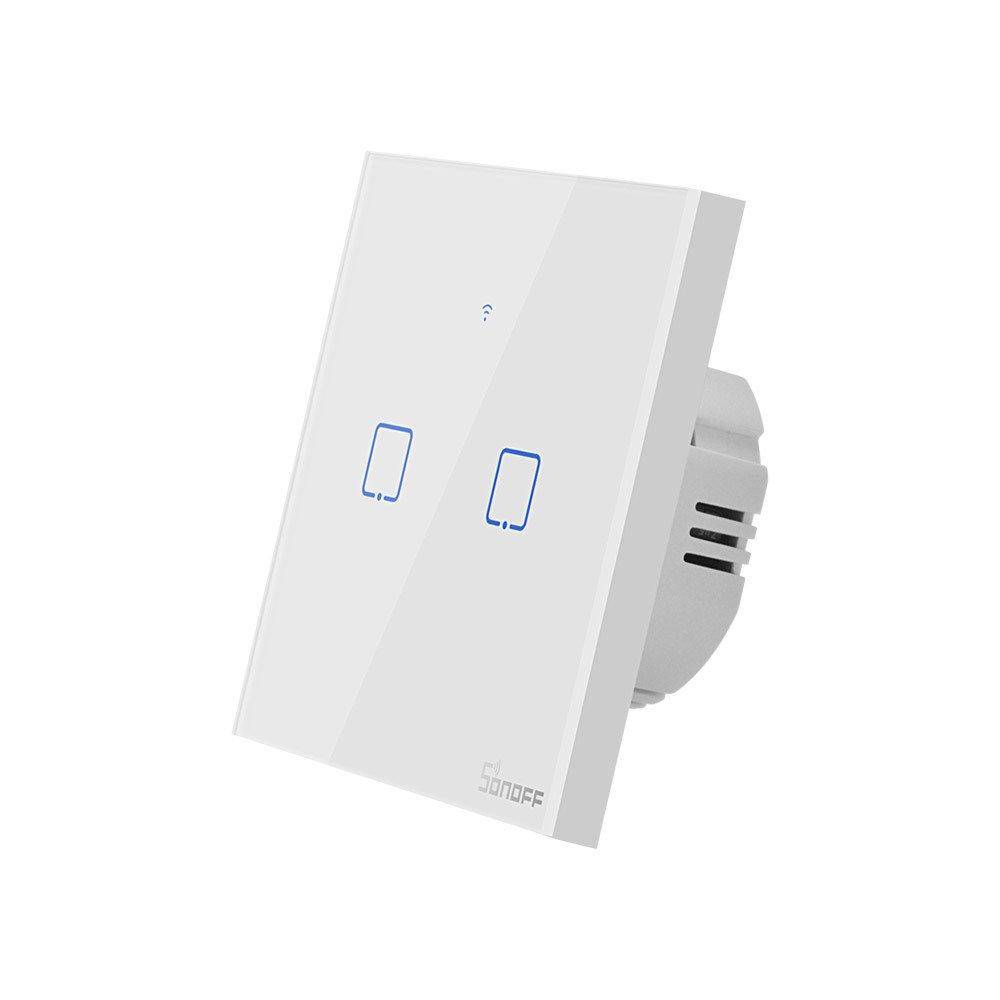 Sonoff T0EU2C-TX Smart Wall Switch, 2-Kanal Wand-Schaltaktor, weiß, ohne Rahmen, WiFi