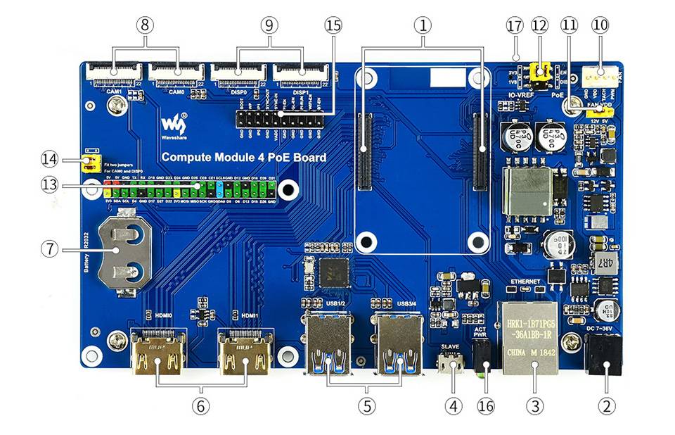 Raspberry Pi Compute Module 4 IO Board With PoE Feature, for all Variants of CM4